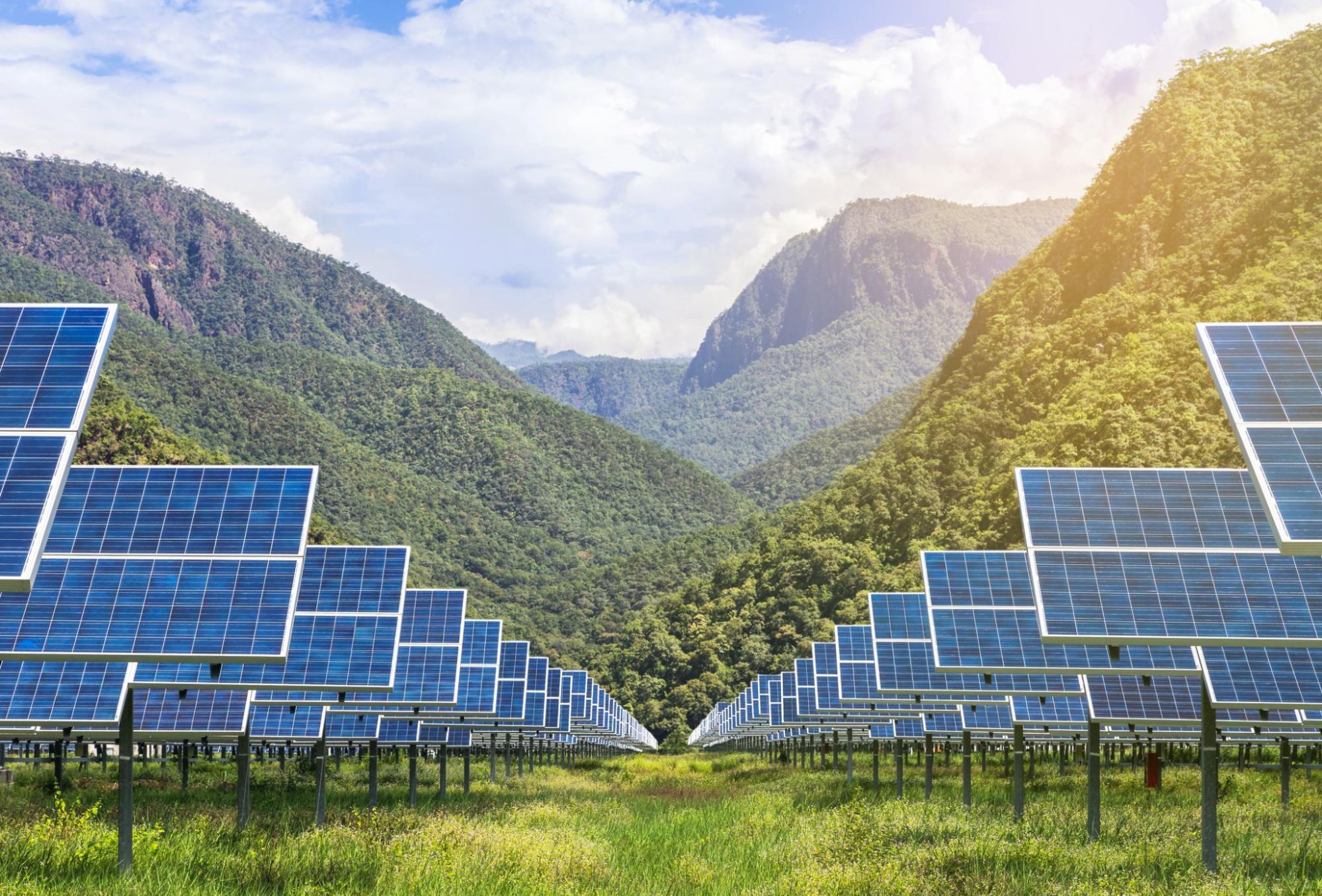Solar Panel with the mountain. Source: Getting Imagine